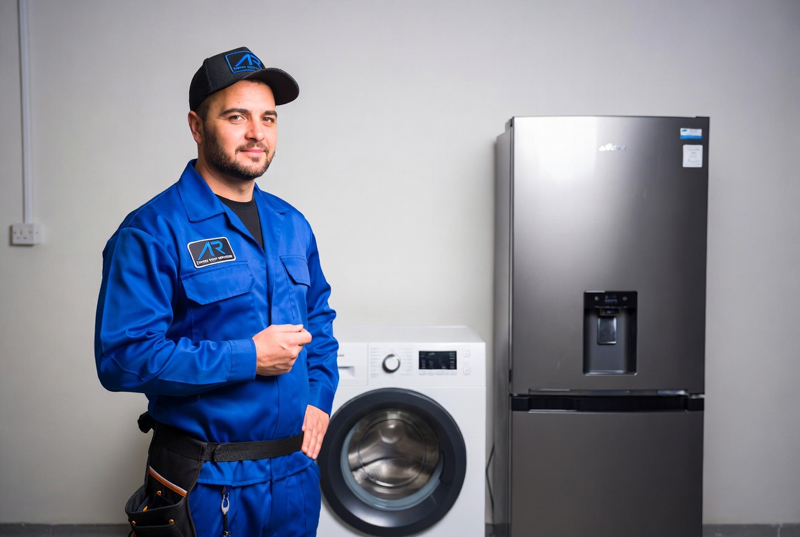 Technician repairing a home appliance
